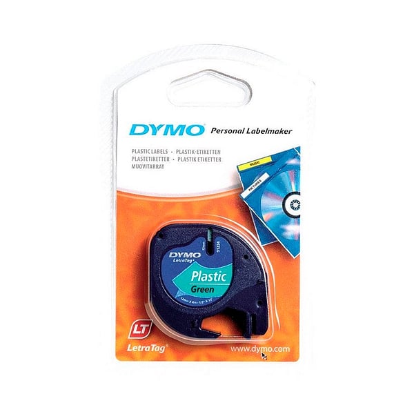 Dymo cinta de plástico negro  verde 12mm x 4m  Recambio