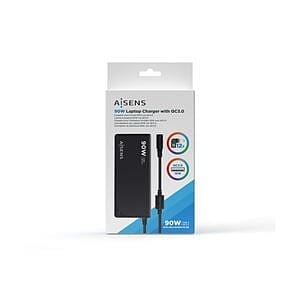 Aisens ASLC90WAUTOBK  90W  12 Conectores  USB 30  Cargador de Portátil