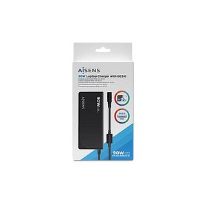 Aisens ASLC90WAUTOBK  90W  12 Conectores  USB 30  Cargador de Portátil