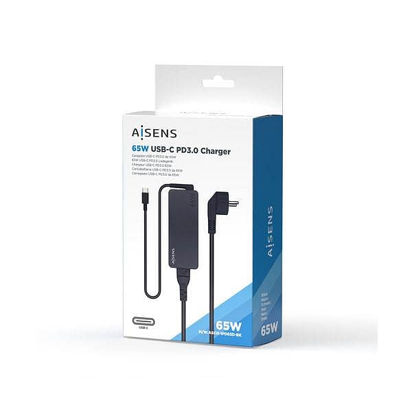Aisens ASCH1PD65DBK  65W  USBC  Cargador de Portátil