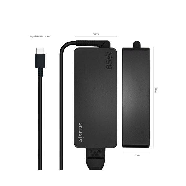 Aisens ASCH1PD65DBK  65W  USBC  Cargador de Portátil