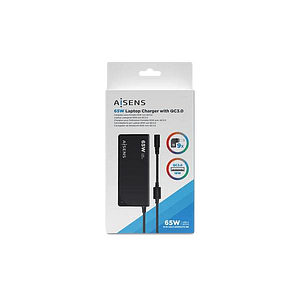 Aisens ASLC65WAUTOBK  65W  9 Conectores  USB 30  Cargador de Portátil