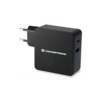Conceptronic Cargador USBC y USBA 60W Negro - Adaptador