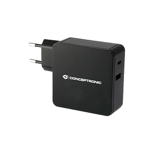 Conceptronic Cargador USBC y USBA 60W Negro  Adaptador