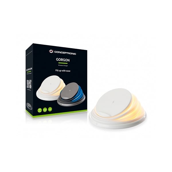 Conceptronic Gorgon Cargador inalámbrico Led Qi 10w White