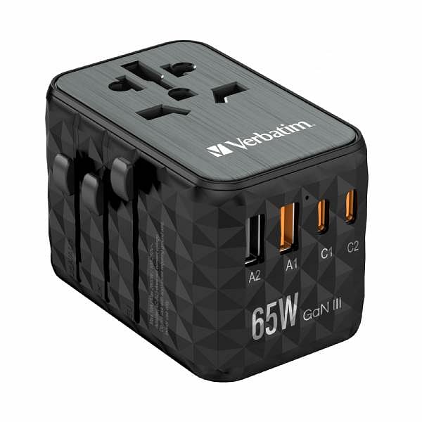Verbatim UTA05  GaN III 65W  2x USBC  2x USBA  Cargador de Pared Universal