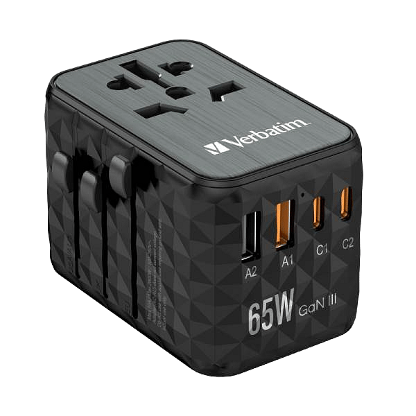 Verbatim UTA05  GaN III 65W  2x USBC  2x USBA  Cargador de Pared Universal