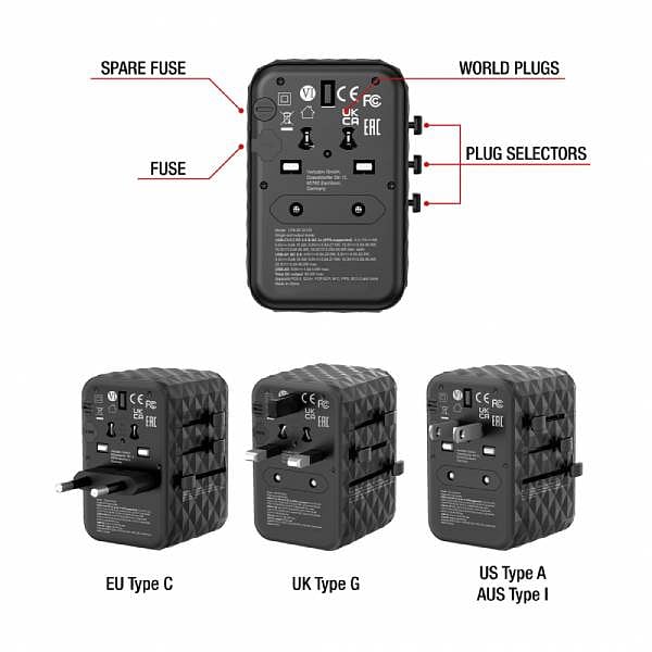 Verbatim UTA05  GaN III 65W  2x USBC  2x USBA  Cargador de Pared Universal