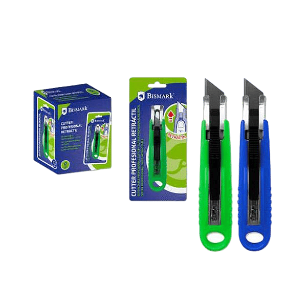 Bismark Cúter Profesional 18mm hoja retráctil automática Colores Surtidos