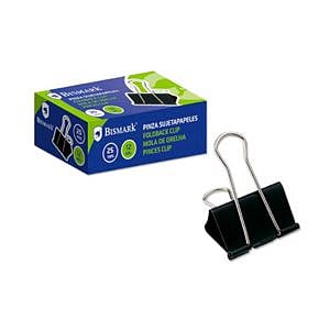 Bismark Pinza Metálica Palanca Abatible sujetapapeles 25 mm Color negro  Caja 12 unidades