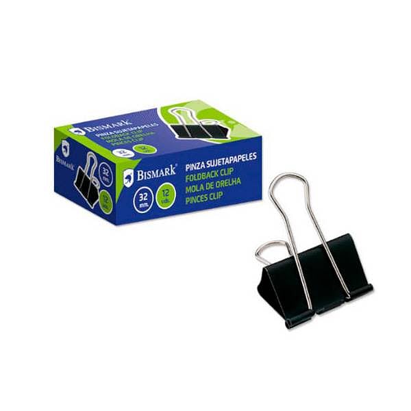 Bismark Pinza Metálica Palanca Abatible sujetapapeles 32 mm Color negro  Caja 12 unidades
