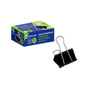 Bismark Pinza Metálica Palanca Abatible sujetapapeles 32 mm Color negro  Caja 12 unidades