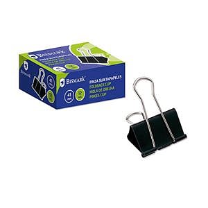 Bismark Pinza Metálica Palanca Abatible sujetapapeles 41 mm Color negro  Caja 12 unidades