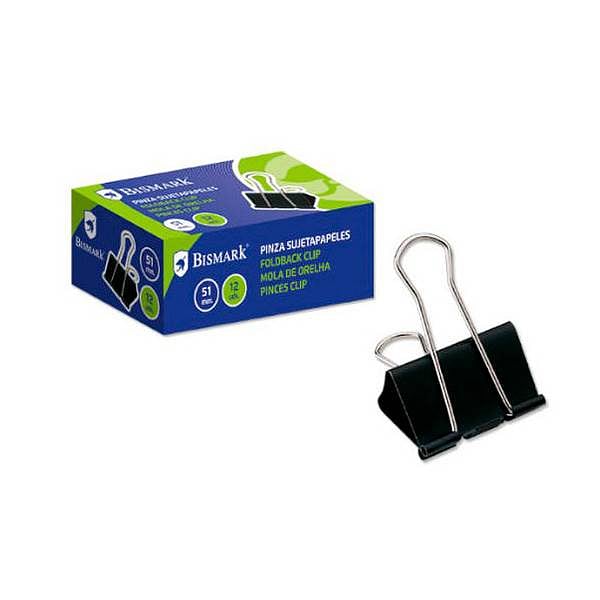 Bismark Pinza Metálica Palanca Abatible sujetapapeles 51 mm Color negro  Caja 12 unidades