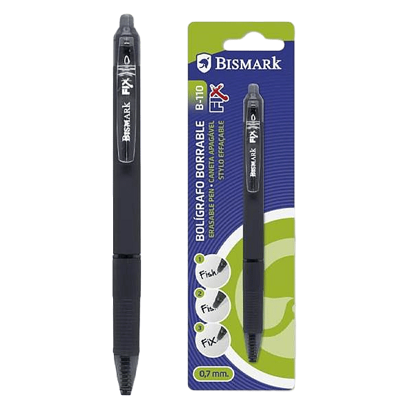 Bolígrafo Borrable con Clip Bismark Color Negro Retráctil Trazo 07mm