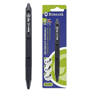 Bolígrafo Borrable con Clip Bismark Color Negro Retráctil Trazo 07mm