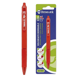 Bolígrafo Borrable con Clip Bismark Color Rojo Retráctil Trazo 07mm