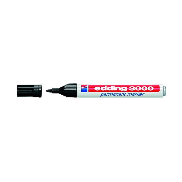 Edding 3000 Rotulador Permanente Negro Punta Redonda 153mm