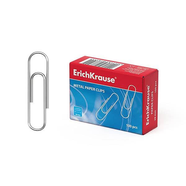 ErichKrause Caja 100 Clips Niquelados 28mm