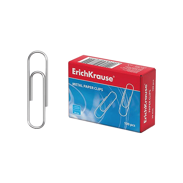 ErichKrause Caja 100 Clips Niquelados 28mm