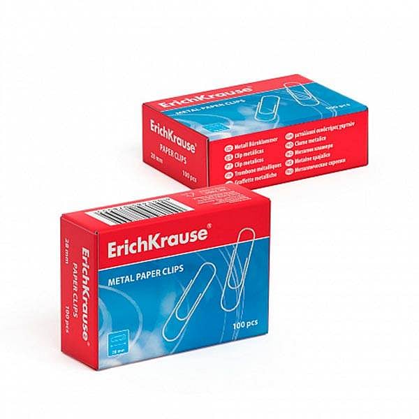 ErichKrause Caja 100 Clips Niquelados 28mm