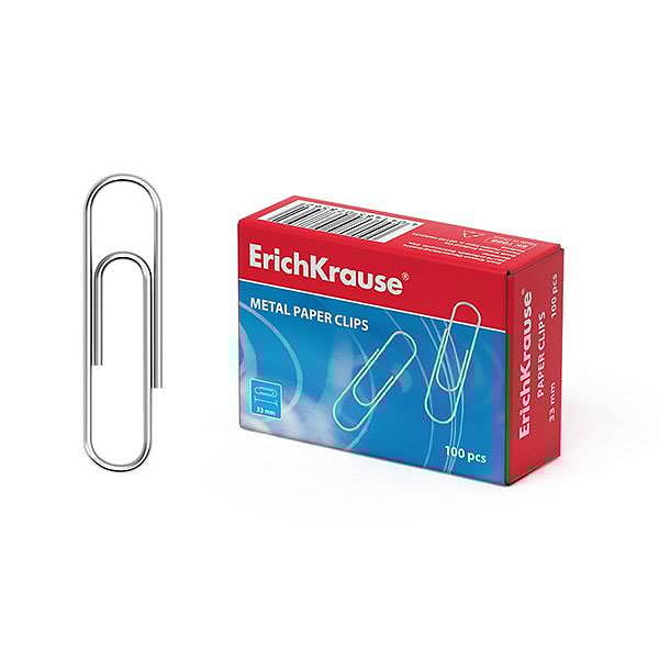 ErichKrause Caja 100 Clips Niquelados 33mm