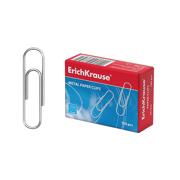 ErichKrause Caja 100 Clips Niquelados 33mm