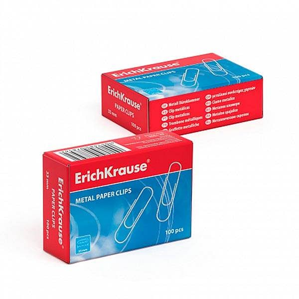 ErichKrause Caja 100 Clips Niquelados 33mm