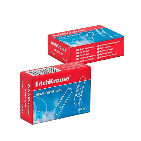 ErichKrause Caja 100 Clips Niquelados 33mm