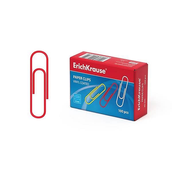ErichKrause Caja 100 Clips recubiertos de vinilo Colores 33mm