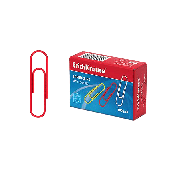 ErichKrause Caja 100 Clips recubiertos de vinilo Colores 33mm