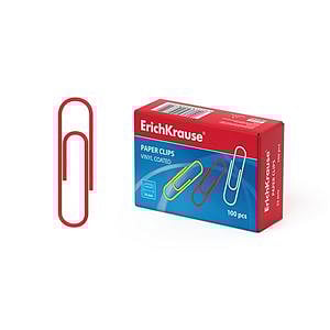 ErichKrause Caja 100 Clips recubiertos de vinilo Colores 33mm