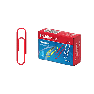 ErichKrause Caja 100 Clips recubiertos de vinilo Colores 33mm