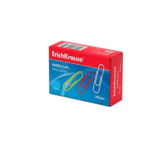 ErichKrause Caja 100 Clips recubiertos de vinilo Colores 33mm