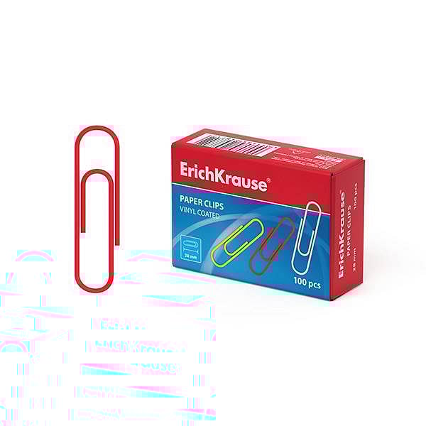 ErichKrause Caja 100 Clips recubiertos de vinilo Colores 28mm