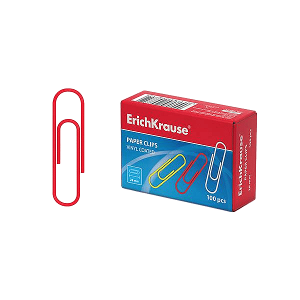 ErichKrause Caja 100 Clips recubiertos de vinilo Colores 28mm