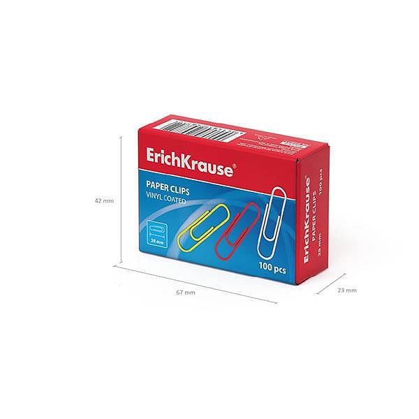 ErichKrause Caja 100 Clips recubiertos de vinilo Colores 28mm