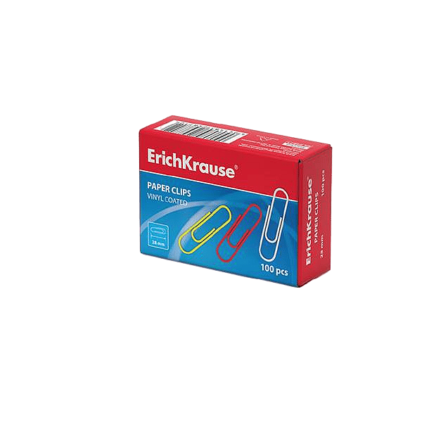 ErichKrause Caja 100 Clips recubiertos de vinilo Colores 28mm