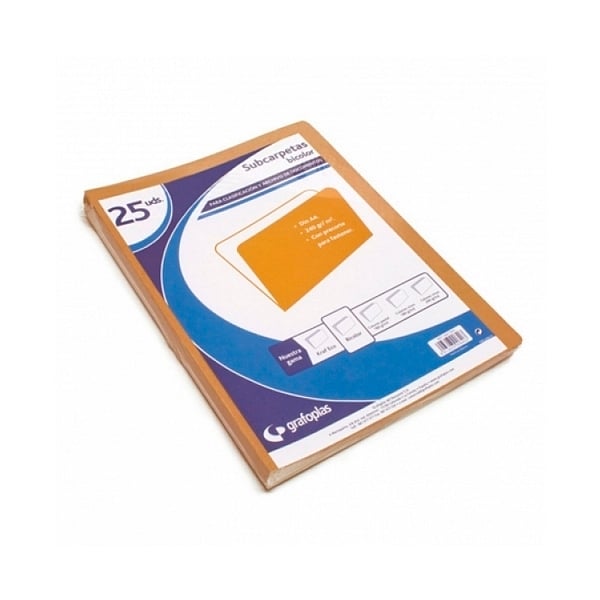 Grafoplás Pack 25 Subcarpeta 240g A4 Bicolor Kraft Blanco