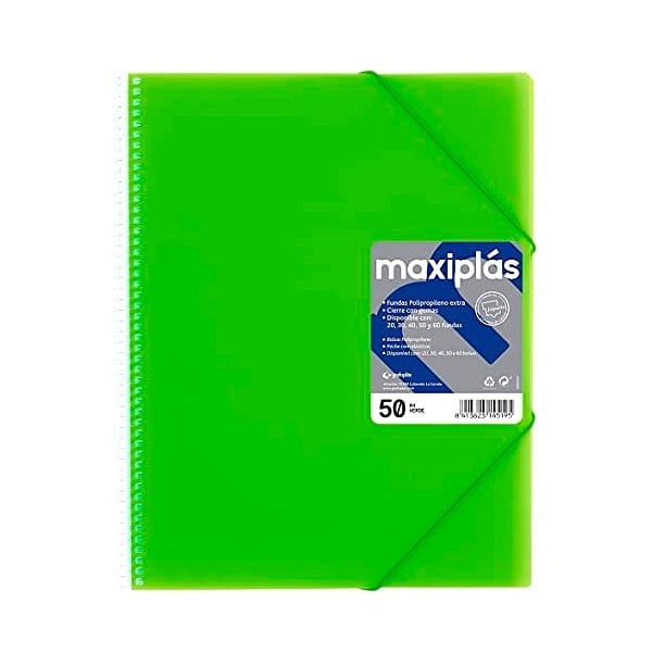 Grafoplás Carpeta Maxiplás Fluorgraf con 50 fundas Verde