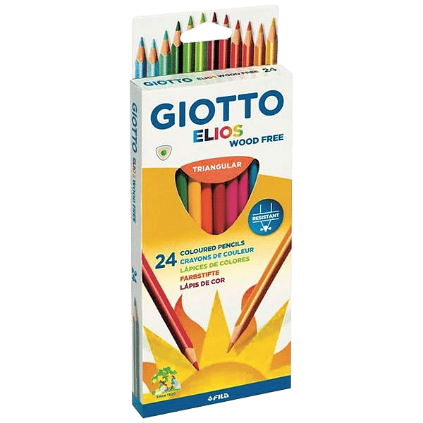Giotto Elios Giant Wood Free Pack de 24 Lapices Triangulares de Colores  Sin Madera  Mina 5 mm  Colores Surtidos