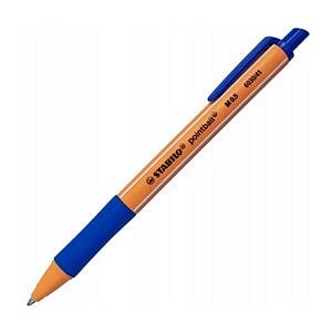 Stabilo Pointball Boligrafo Retractil  Punta de 1mm  Tinta con Base de Aceite  Recargable  79 Plastico Reciclado  Grip Antideslizante  Color Azul