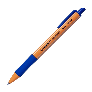 Stabilo Pointball Boligrafo Retractil  Punta de 1mm  Tinta con Base de Aceite  Recargable  79 Plastico Reciclado  Grip Antideslizante  Color Azul