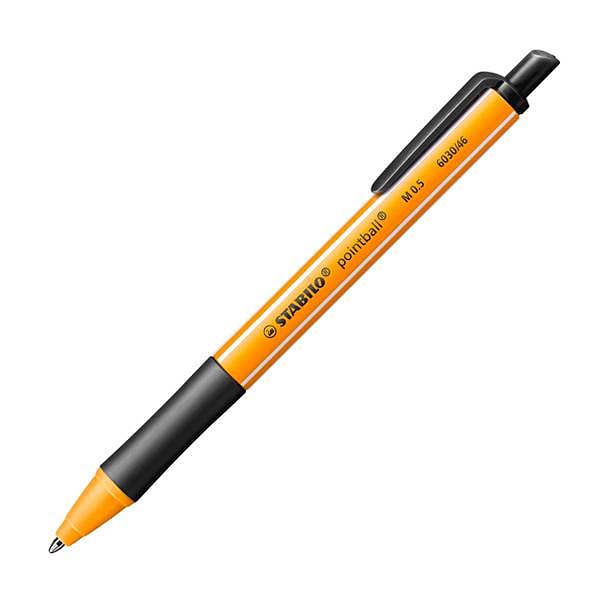 Stabilo Pointball Boligrafo Retractil  Punta de 1mm  Tinta con Base de Aceite  Recargable  79 Plastico Reciclado  Grip Antideslizante  Color Negro