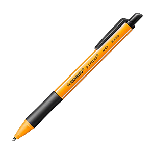 Stabilo Pointball Boligrafo Retractil  Punta de 1mm  Tinta con Base de Aceite  Recargable  79 Plastico Reciclado  Grip Antideslizante  Color Negro