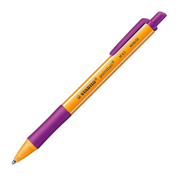 Stabilo Pointball Boligrafo Retractil  Punta de 1mm  Tinta con Base de Aceite  Recargable  79 Plastico Reciclado  Grip Antideslizante  Color Lila