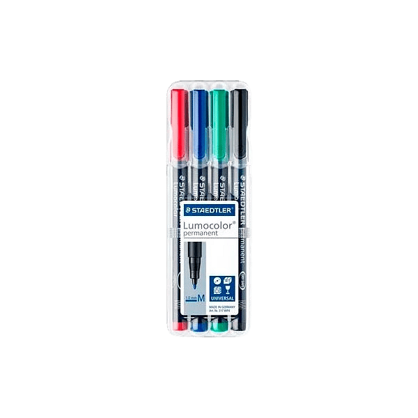Rotulador Permanente Staedtler Lumocolor Punta 1mm pack 4