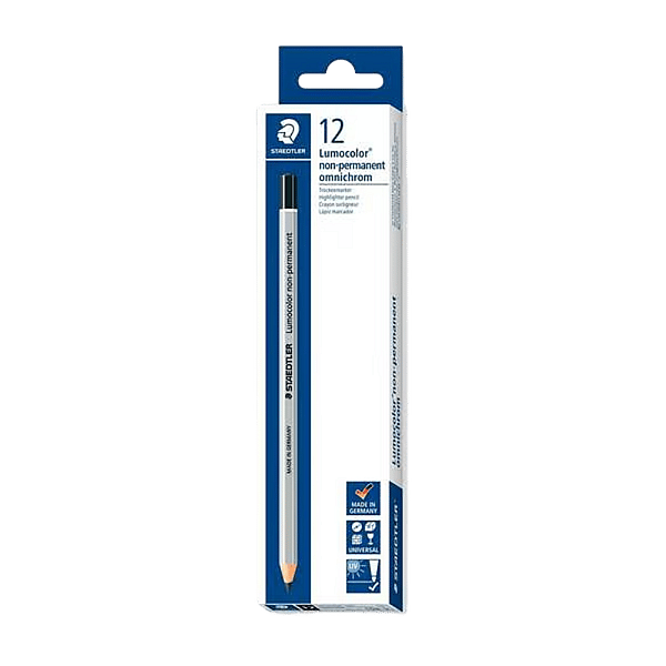 Lápiz NoPermanente Staedtler Lumocolor Omnichrom  Lapiz de color Negro 12 Unidades