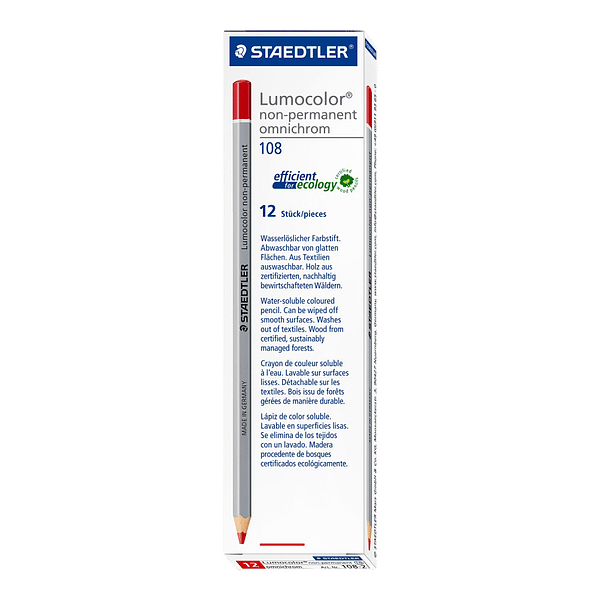 Lápiz NoPermanente Staedtler Lumocolor Omnichrom  Lapiz de color Rojo 12 Unidades