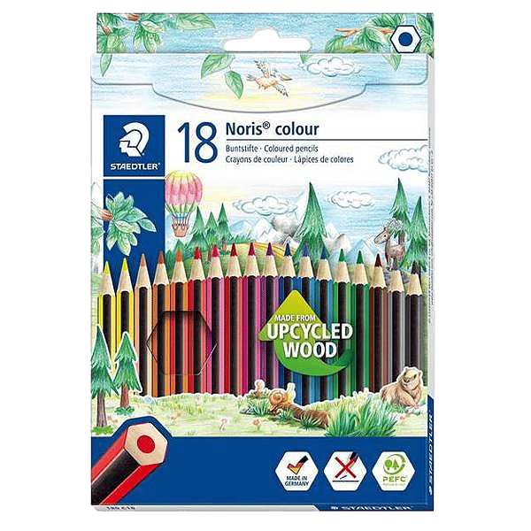 Lápices de Colores Staedtler Upcycled Wood Ecológico caja 18 colores